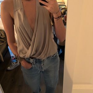 Drapey Taupe Free People Blouse